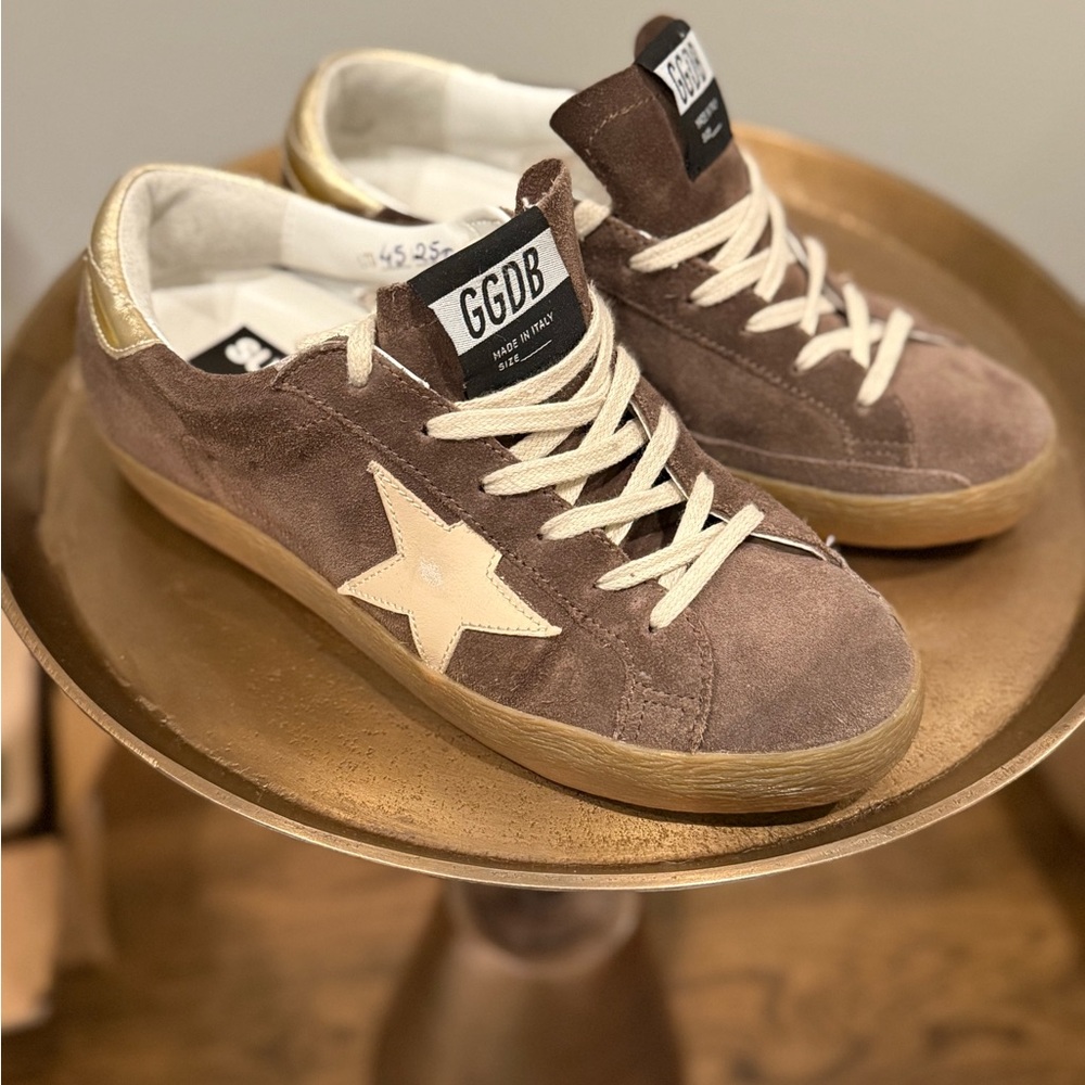 Golden Goose Brown and Gold Sneakers
